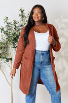 Basic Bae Full Size Hooded Sweater Cardigan - Parsifale