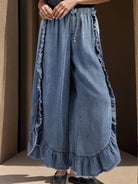 Drawstring Ruffled Wide Leg Jeans - Parsifale