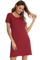 Round Neck Short Sleeve Lounge Dress - Parsifale