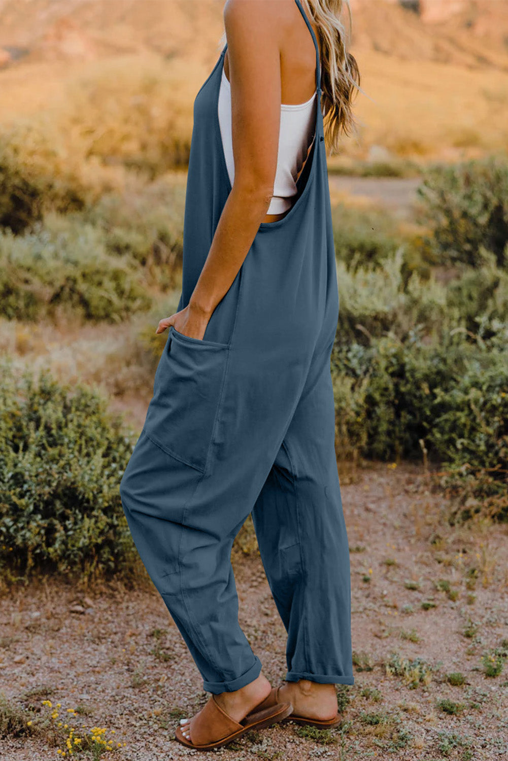 Double Take Full Size V-Neck Sleeveless Jumpsuit with Pockets - Parsifale