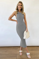 Slit Ribbed Round Neck Sleeveless Dress - Parsifale