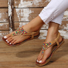 Beaded PU Leather Open Toe Sandals - Parsifale