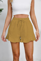 Full Size Drawstring Ruffle Hem Shorts - Parsifale