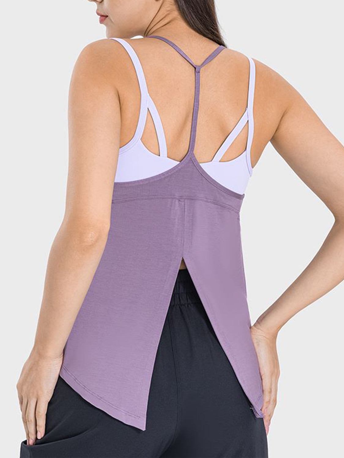 Slit Spaghetti Strap Scoop Neck Active Cami - Parsifale