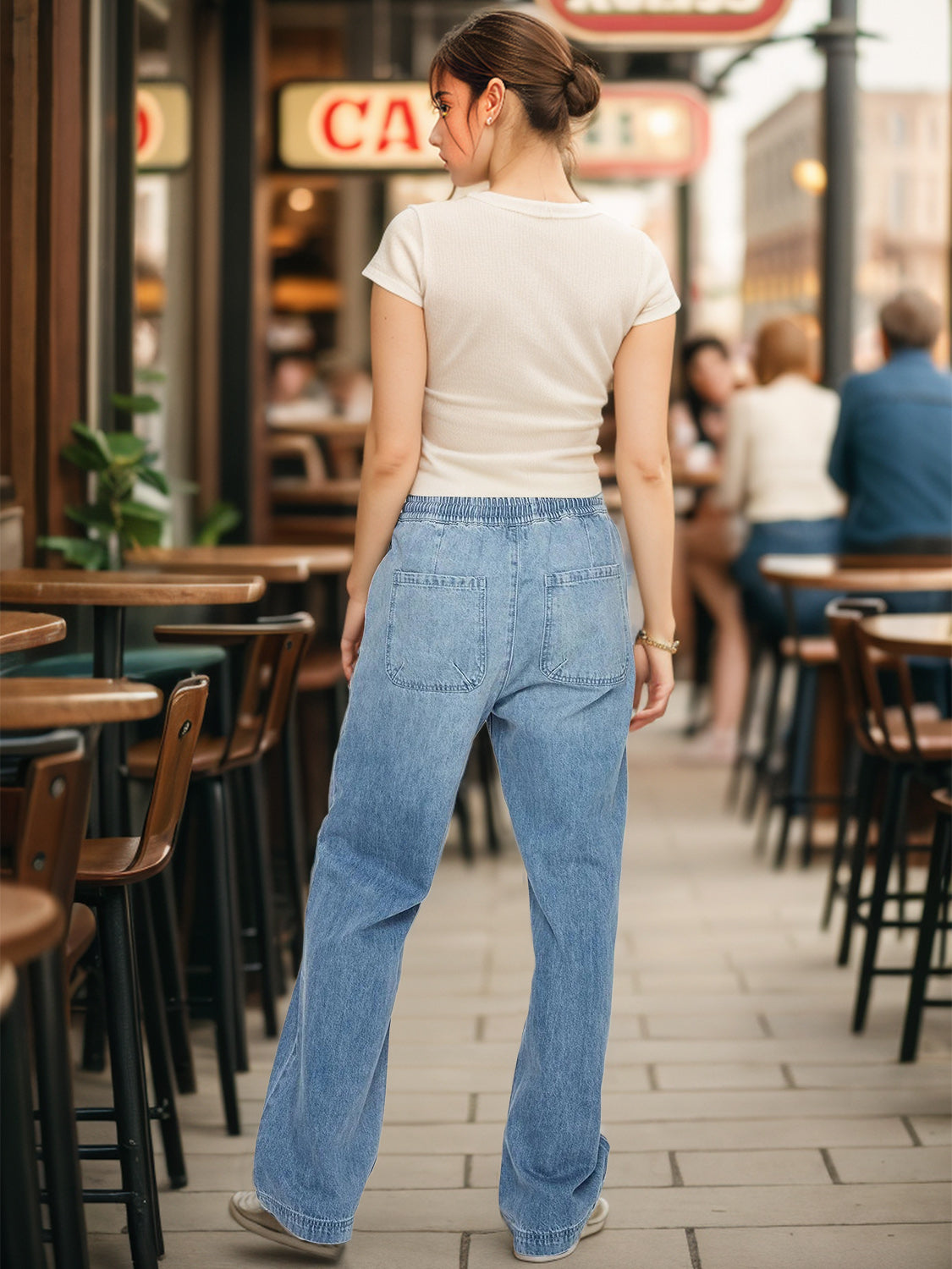 Drawstring Straight Jeans with Pockets - Parsifale