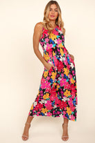 Haptics Pocketed Floral Round Neck Sleeveless Midi Dress - Parsifale