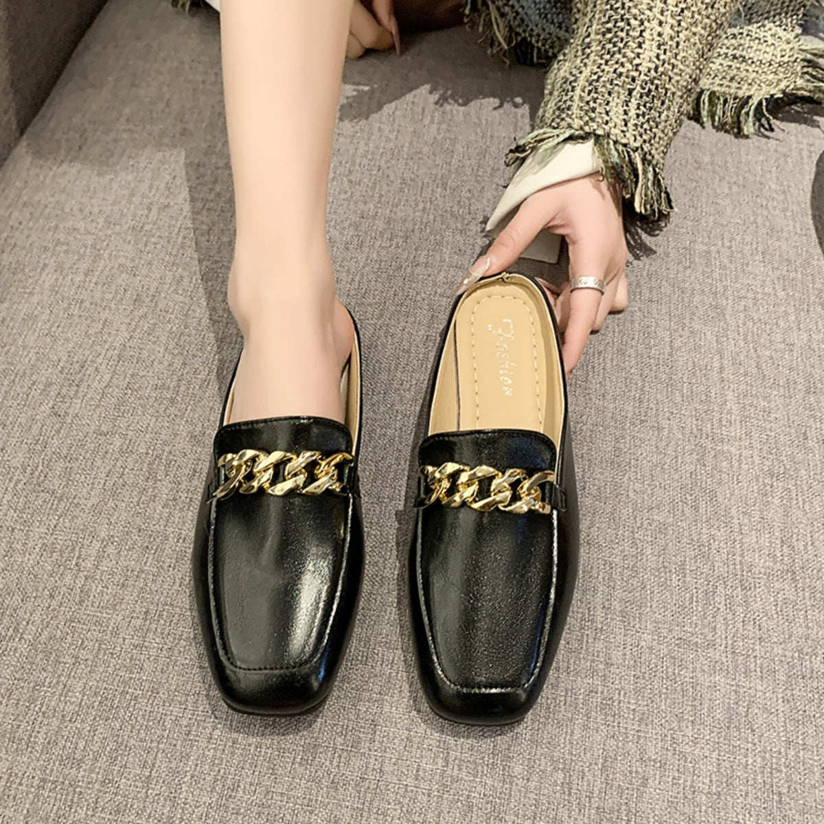 PU Leather Square Toe Flat Loafers - Parsifale