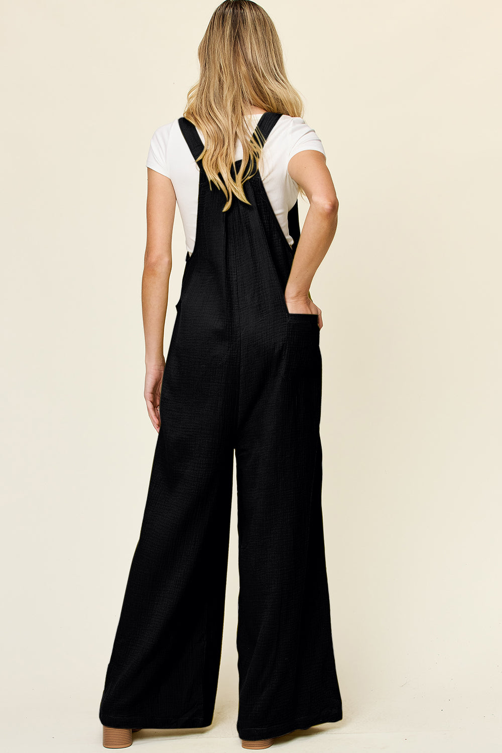 Double Take Full Size Texture Wide Strap Wide Leg Overall - Parsifale