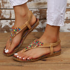 Beaded PU Leather Open Toe Sandals - Parsifale