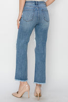 RISEN High Rise Distressed Crop Straight Jeans - Parsifale