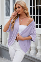 Eyelet Open Front Half Sleeve Cardigan - Parsifale