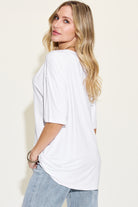 Basic Bae Full Size Bamboo V-Neck Drop Shoulder T-Shirt - Parsifale