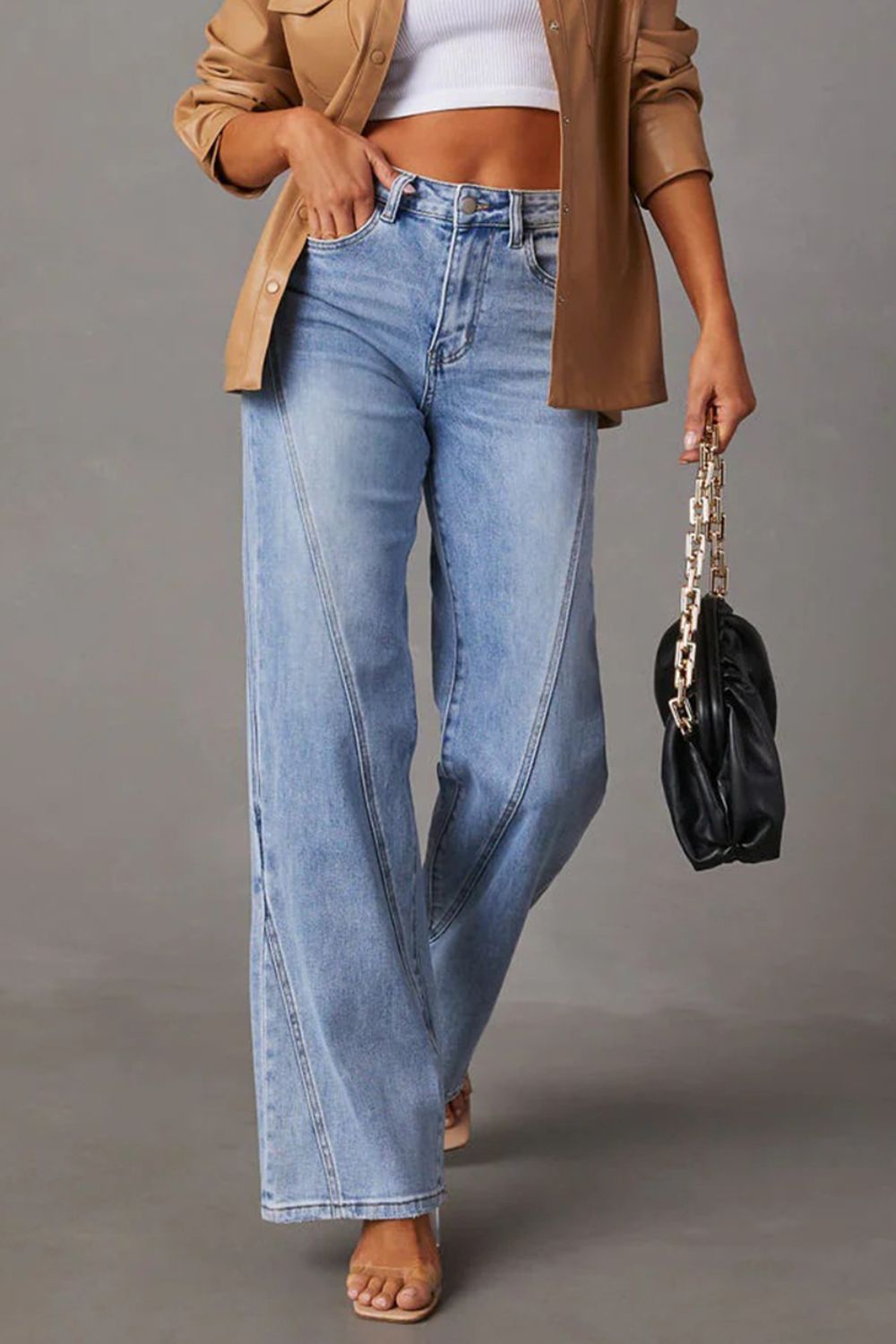 High Waist Straight Jeans with Pockets - Parsifale