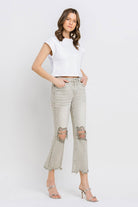 Lovervet Distressed Raw Hem Cropped Flare Jeans - Parsifale