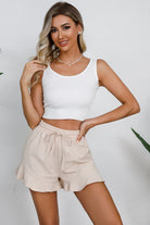 Full Size Drawstring Ruffle Hem Shorts - Parsifale