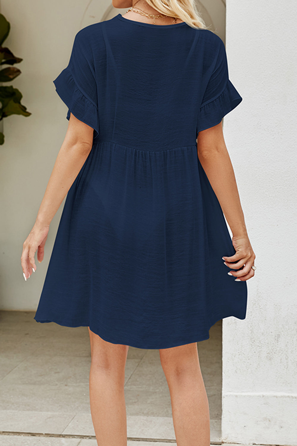 V-Neck Flounce Sleeve Cover-Up Dress - Parsifale