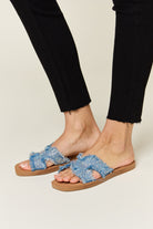 Forever Link Raw Trim Denim H-Band Flat Sandals - Parsifale