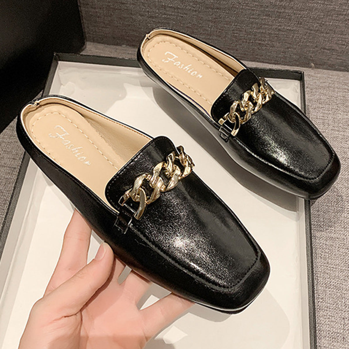 PU Leather Square Toe Flat Loafers - Parsifale