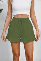 Full Size Drawstring Ruffle Hem Shorts - Parsifale