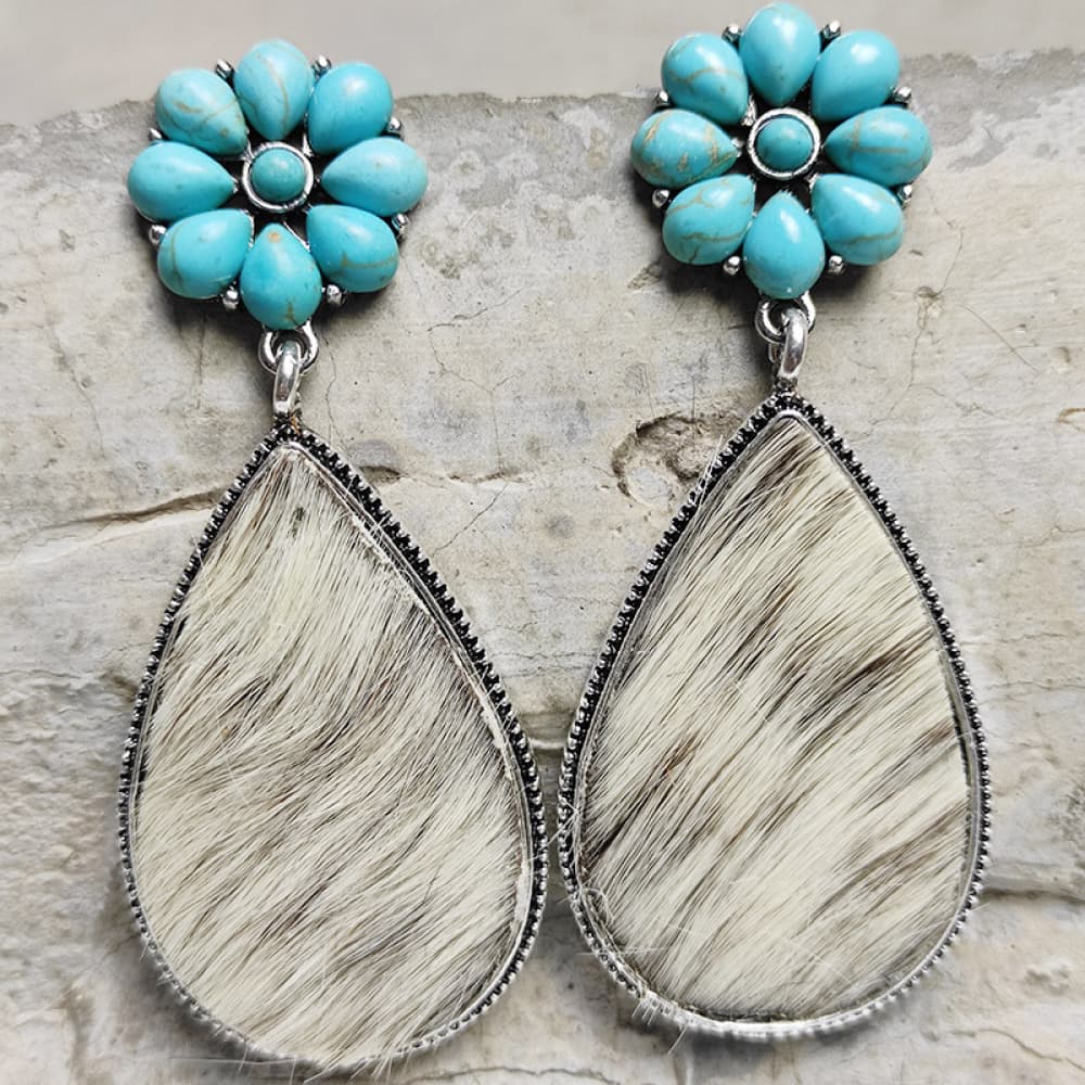 Turquoise Flower Teardrop Earrings