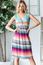 Heimish Full Size Striped Sleeveless V Neck Dress - Parsifale