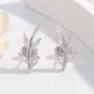 925 Sterling Silver Zircon Leaf Shape Earrings - Parsifale