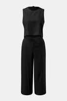 Round Neck Top and Wide Leg Pants Set - Parsifale