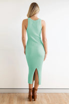 Slit Ribbed Round Neck Sleeveless Dress - Parsifale