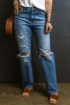 Distressed Raw Hem Jeans with Pockets - Parsifale