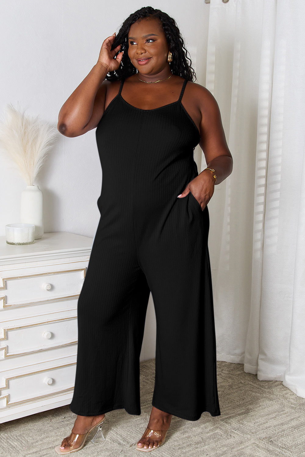 Basic Bae Full Size Spaghetti Strap V-Neck Jumpsuit - Parsifale