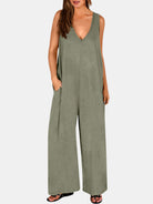 Full Size V-Neck Wide Strap Jumpsuit - Parsifale