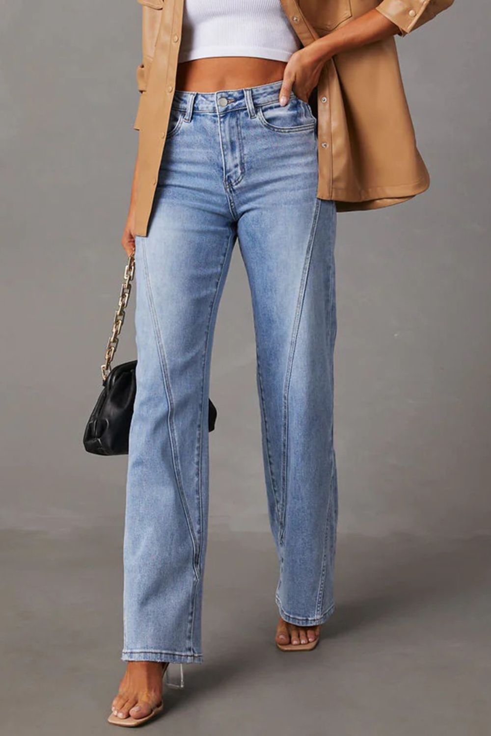 High Waist Straight Jeans with Pockets - Parsifale