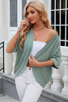 Eyelet Open Front Half Sleeve Cardigan - Parsifale