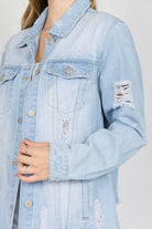 American Bazi Letter Patched Distressed Denim Jacket - Parsifale