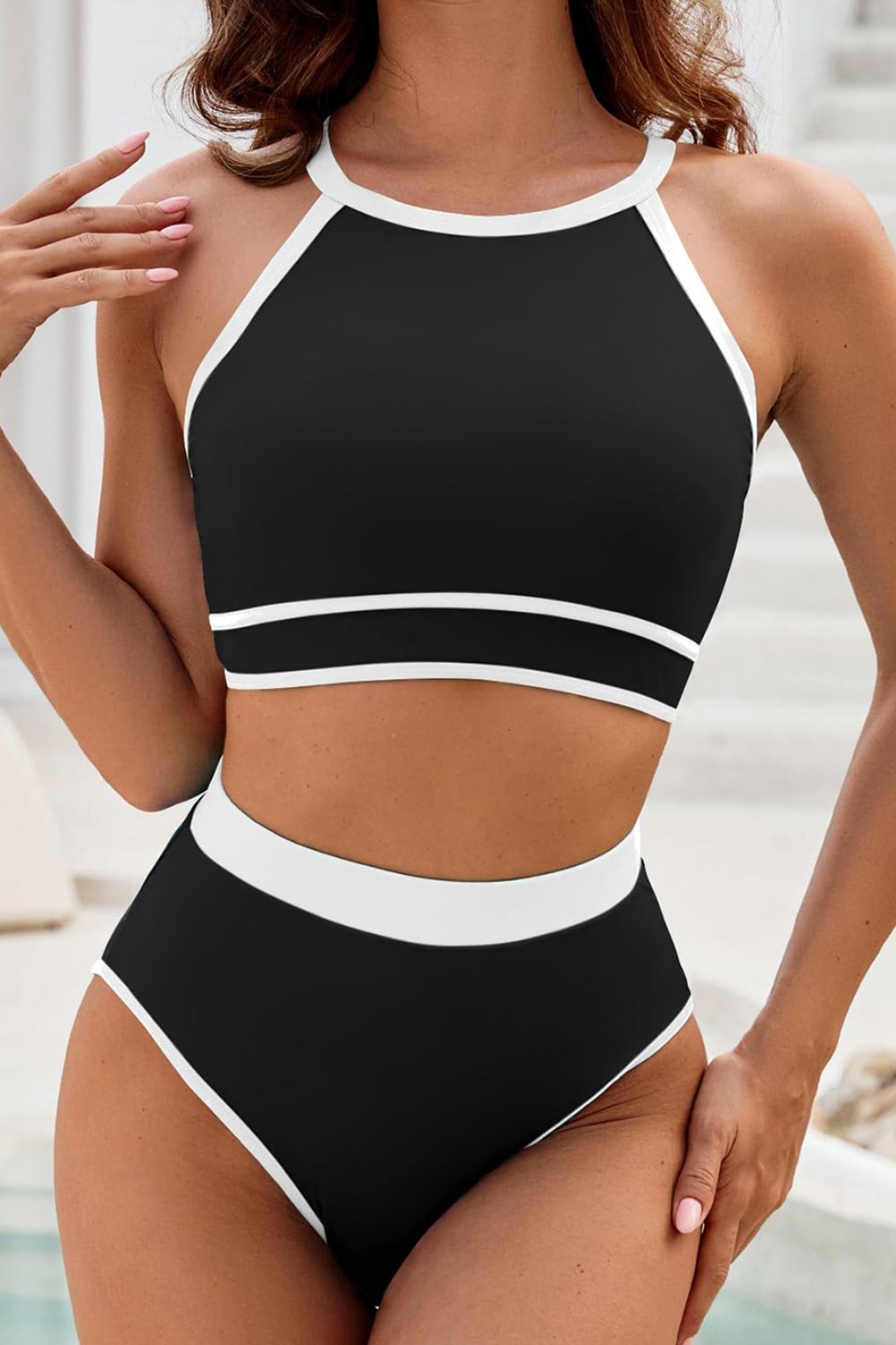 Crisscross Contrast Trim Bikini Set - Parsifale