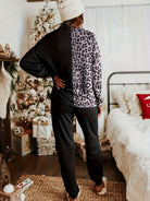 Leopard Round Neck Sweatshirt and Pants Lounge Set - Parsifale