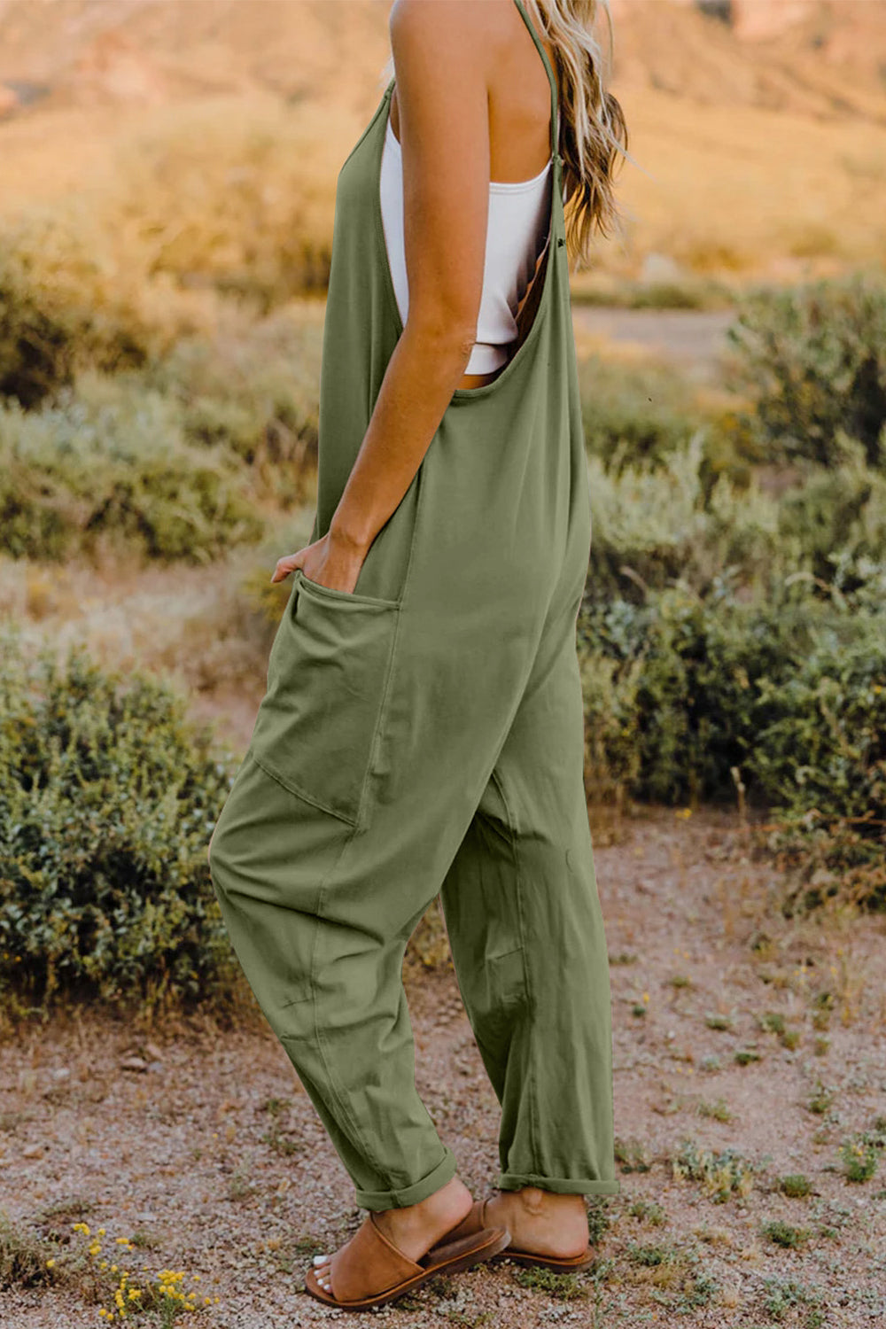 Double Take Full Size V-Neck Sleeveless Jumpsuit with Pockets - Parsifale