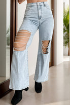 Distressed Bead Chain Straight Jeans - Parsifale