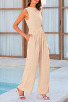 Mock Neck Sleeveless Wide Leg Jumpsuit - Parsifale