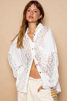 POL Oversize Lace Button-Down Shirt - Parsifale