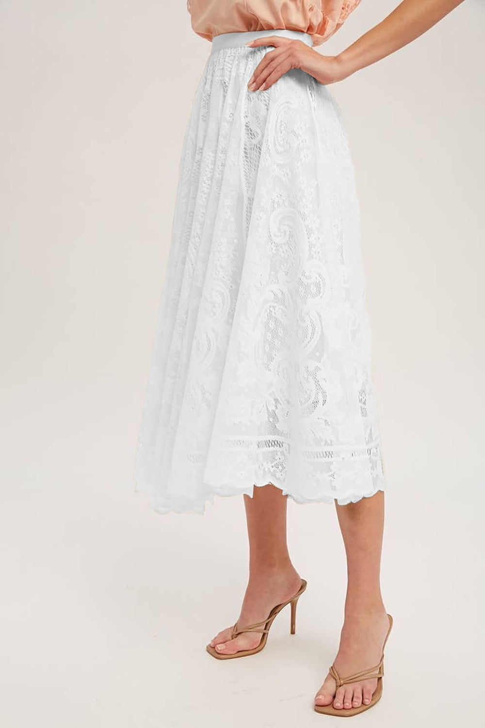 Lace High Waist Midi Skirt - Parsifale