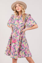 SAGE + FIG Floral Ruffle Short Sleeve Dress - Parsifale