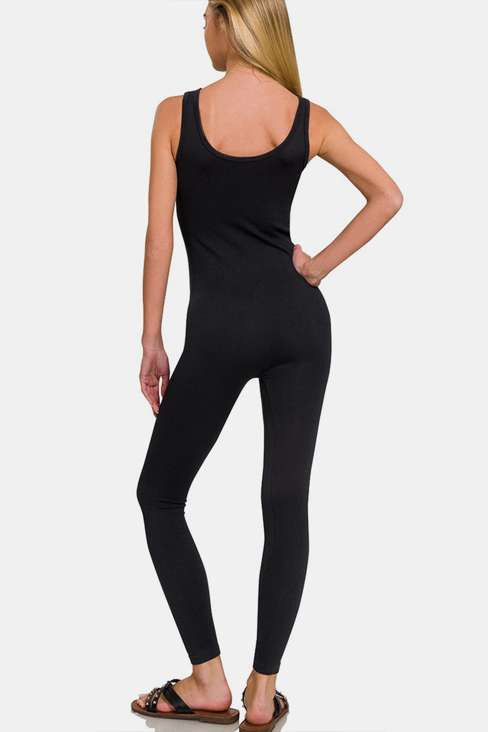 Zenana Ribbed Bra Padded Sports Seamless Jumpsuit - Parsifale