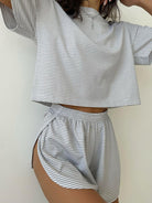 Striped Round Neck Top and Shorts Set - Parsifale