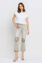 Lovervet Distressed Raw Hem Cropped Flare Jeans - Parsifale