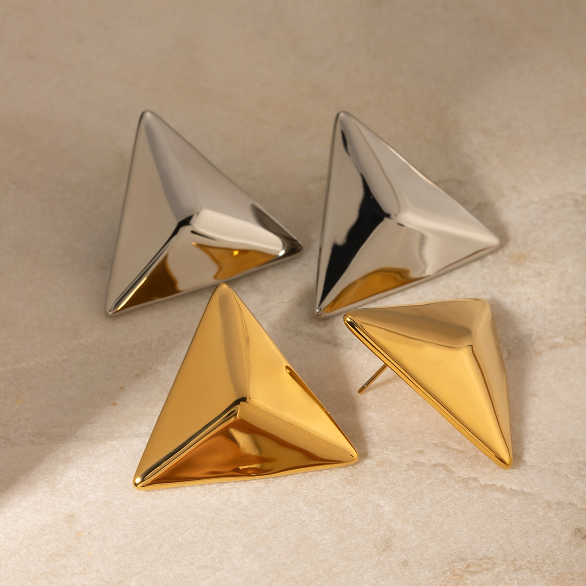 Stainless Steel 3D Triangle Earrings - Parsifale