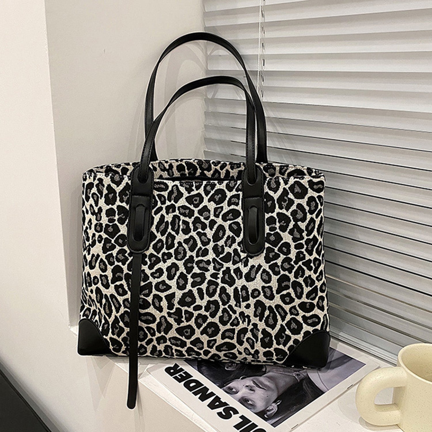 PU Leather Printed Medium Tote Bag