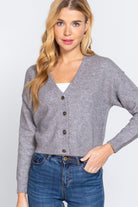 ACTIVE BASIC V-Neck Button Up Long Sleeve Knit Cardigan - Parsifale