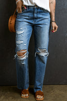 Distressed Raw Hem Jeans with Pockets - Parsifale