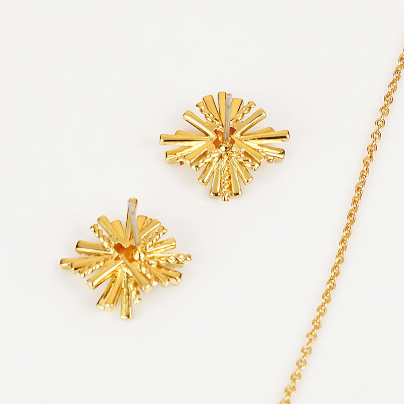 Starburst Gold-Plated Earrings and Necklace Set - Parsifale